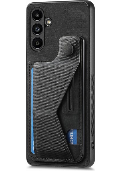 Samsung Galaxy A54 5g Arka Kasa Retro Pu+Tpu Cep Telefonu Kabuğu, Kickstand+Kart Yuvası-Siyah (Yurt Dışından)