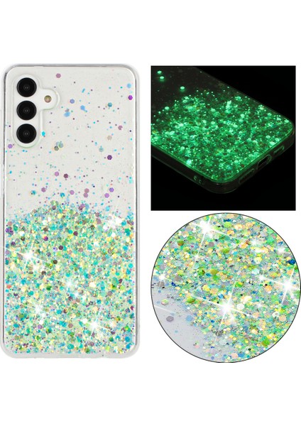 Samsung Galaxy A35 5g Karanlıkta Glow Telefon Kılıfı Epoksi Tpu Glitter Sparkle Kapak-Yeşil (Yurt Dışından)