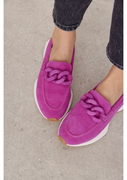 Darius Pembe Süet Zincir Aksesuarlı Kadın Sneaker