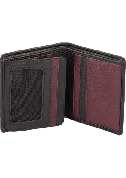 Deri Erkek Cüzdan Siyah-Bordo C162-15 modelleri