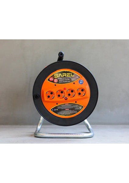 Termal Sigortalı Siyah Makaralı Uzatma Kablosu (20 m 3x1,5 mm Kablolu)