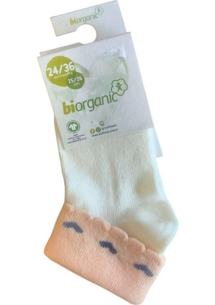 Bibaby Organik Çorap Soket Kalpli Kız Ekru
