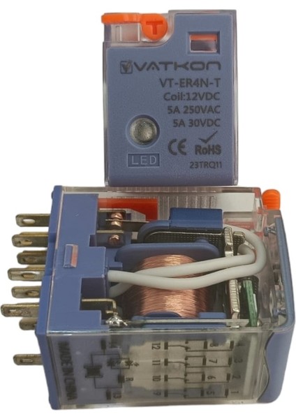 VT-ER4N-T-12VDC / 12VDC, 5A Dört Kontak (14 Pinli) Röle