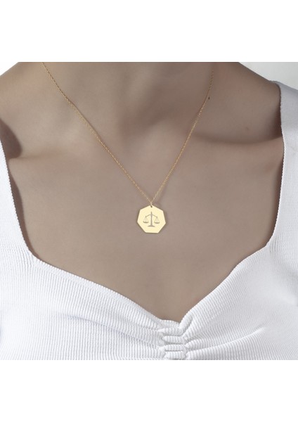 925 Ayar Gümüş Adalet Terazisi Plaka Kolye