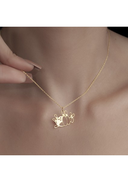 925 Ayar Gümüş Labut ve Bowling Topu Kolye fırsatları