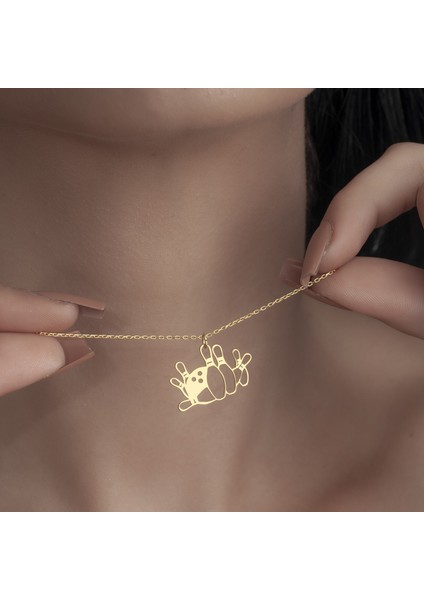 925 Ayar Gümüş Labut ve Bowling Topu Kolye indirimleri