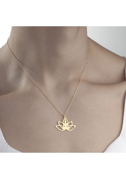 925 Ayar Gümüş Yoga ve Lotus Çiçeği Kolye