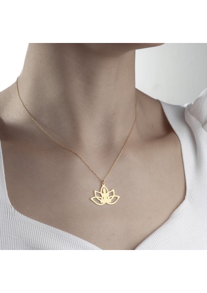 925 Ayar Gümüş Yoga ve Lotus Çiçeği Kolye modelleri