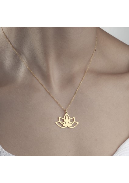 925 Ayar Gümüş Yoga ve Lotus Çiçeği Kolye indirimleri