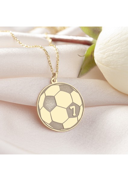 925 Ayar Gümüş Futbol Topu ve Sayı Detaylı Kolye modelleri