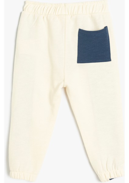 Jogger Eşofman Altı Beli Bağlamalı Renk Bloklu Pamuklu Şardonlu fiyatları