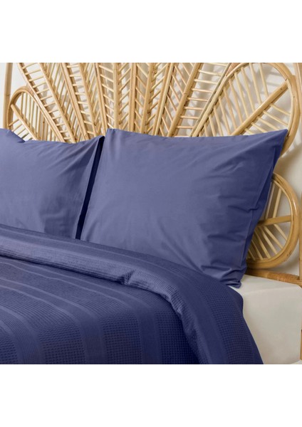 Soft Waffle Çift Kişilik Pike - Mavi - 200X220 cm