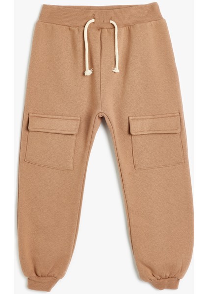 Jogger Eşofman Altı Cepli Beli Bağlamalı Pamuk Karışımlı Şardonlu