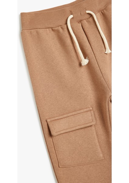 Jogger Eşofman Altı Cepli Beli Bağlamalı Pamuk Karışımlı Şardonlu modelleri
