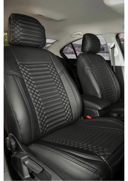 ford Focus 4 Lüx Full Deri Oto Koltuk Kılıfı Ön Arka Takım (Exclusive) Siyah