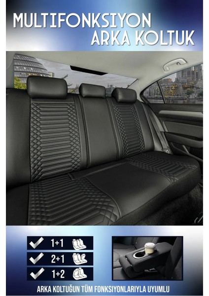 honda Accord Lüx Full Deri Oto Koltuk Kılıfı Ön Arka Takım (Exclusive) Siyah