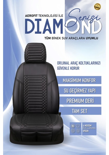 honda Accord Lüx Full Deri Oto Koltuk Kılıfı Ön Arka Takım (Exclusive) Siyah