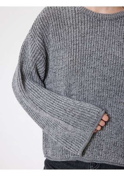 Triko Kazak Geniş Uzun Kollu Bisiklet Yaka Dokulu indirimleri