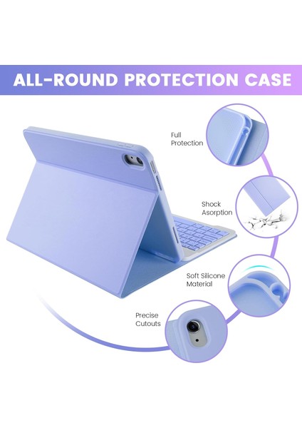 Samsung Galaxy Tab S6 Lite SM-P610 Uyumlu Tablet Klavyeli Kılıf Bluetooth Renkli Klavyeli Kalem Bölmeli fiyatları