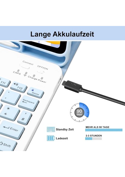 Samsung Galaxy Tab S6 Lite SM-P610 Uyumlu Tablet Klavyeli Kılıf Bluetooth Renkli Klavyeli Kalem Bölmeli modelleri