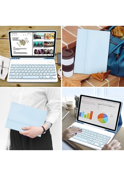 Samsung Galaxy Tab S6 Lite SM-P610 Uyumlu Tablet Klavyeli Kılıf Bluetooth Renkli Klavyeli Kalem Bölmeli fırsatları