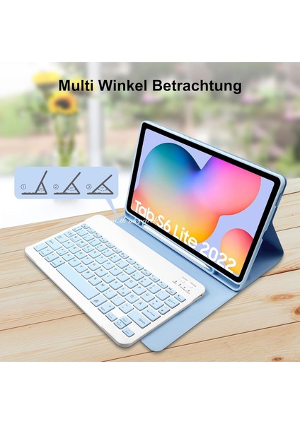 Samsung Galaxy Tab S6 Lite SM-P610 Uyumlu Tablet Klavyeli Kılıf Bluetooth Renkli Klavyeli Kalem Bölmeli indirimleri