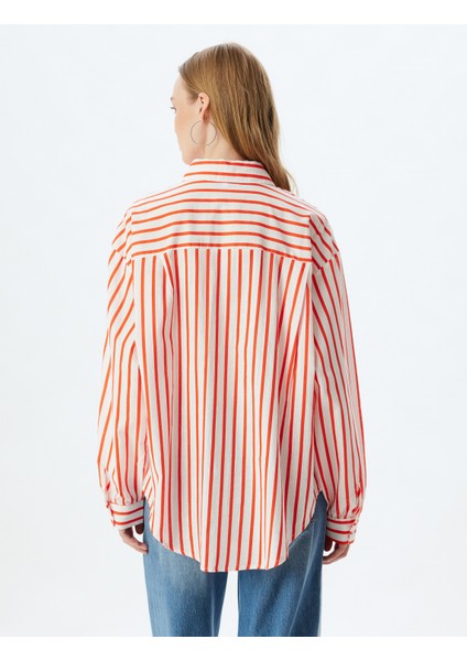 Oversize Gömlek Uzun Kollu Klasik Yaka Düğmeli Pamuklu fırsatları