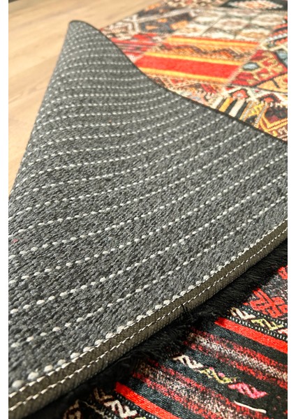 Renkli Etnik Yıkanabilir Kaymaz Bambu Halı Pamuk Kilim Salon Halısı ve Yolluk