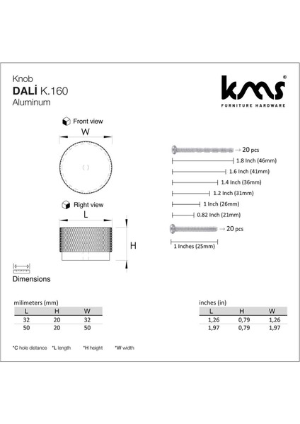 Dali Alüminyum Düğme Kulp Dolap Çekmece Ünite Komidin Kulbu 32MM Krom