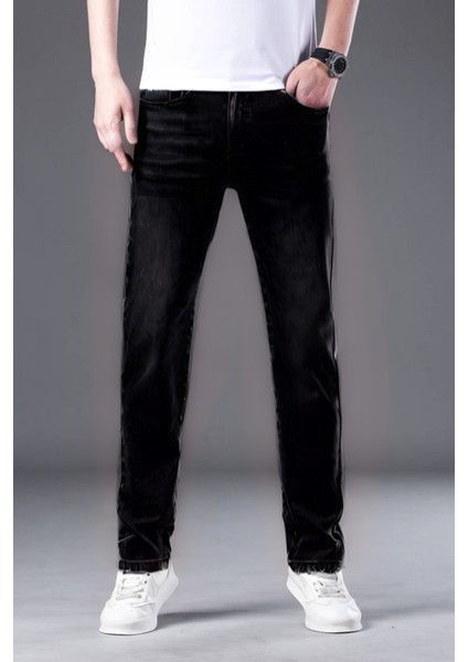 Erkek Siyah Rahat Kalıp Trend Premium Jean Kot Pantolon fiyatları