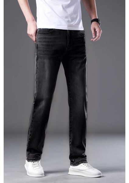 Erkek Siyah Rahat Kalıp Trend Premium Jean Kot Pantolon fırsatları