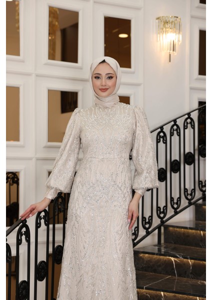 Balon Kol Taş Işlemeli Abiye 2475 fiyatları