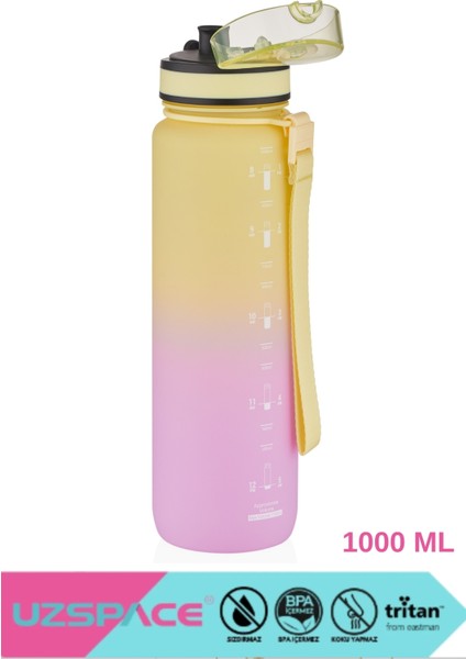Büyük Boy 1000ML Motivasyon Matarası Çift Renk Softtouch Tritan Su Matarası