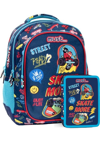 Skate More Okul Çantası + Kalemlik (Içi Dolu) 2'li Set
