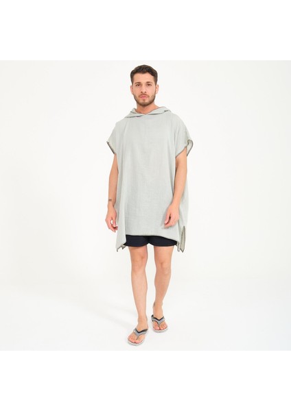 Kapüşonlu Erkek Müslin Sörf Panço
