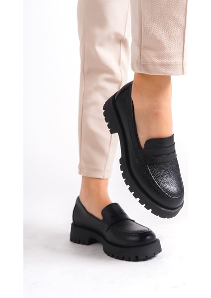 Oxford Siyah Yüksek Taban Kadın Ayakkabı