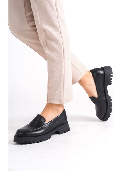 Oxford Siyah Yüksek Taban Kadın Ayakkabı modelleri