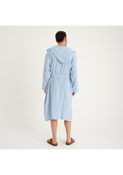 Pamuklu Kapüşonlu Uzun Erkek Müslin Bornoz Plaj fırsatları
