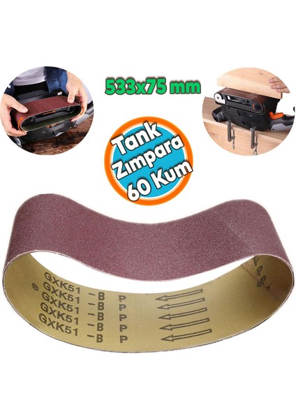 Sonsuz Bant 60 Kum Tank Palet Zımpara Kağıdı 75 x 533 mm