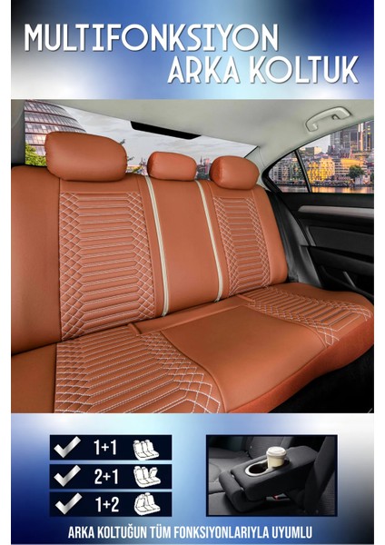 honda Accord Lüx Full Deri Oto Koltuk Kılıfı Ön Arka Takım (Exclusive) Tarçın