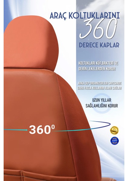 honda Accord Lüx Full Deri Oto Koltuk Kılıfı Ön Arka Takım (Exclusive) Tarçın