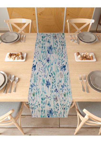 Yaprak Çiçek Baskılı Masa Runner Dijital Baskılı Masa Örtüsü Modern Dekoratif Örtü Masa Dekorasyonu