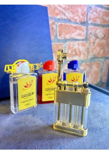 Özel Tasarım 3 Depolu ve Renkli Benzinli Metal Çakmak modelleri