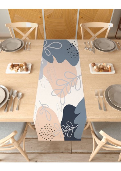 Çiçek Yaprak Güneş Ay Bohem Desenli Baskılı Runner Dijital Baskılı Masa Örtüsü Modern Dekorasyon
