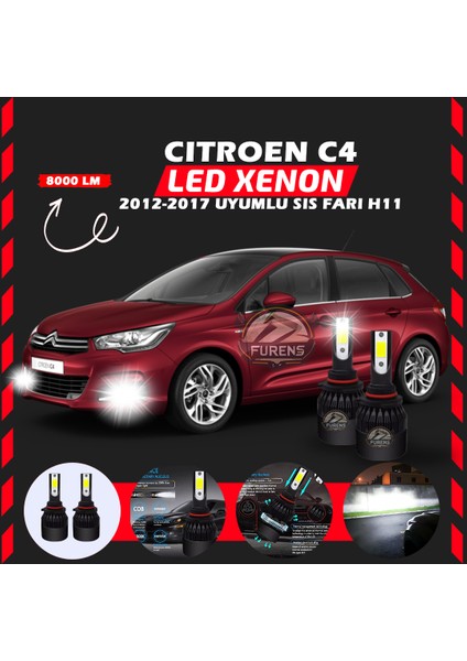 Citroen C4 2012-2017 Sis Farı Uyumlu Şimşek Etkili LED Xenon Light Series H11