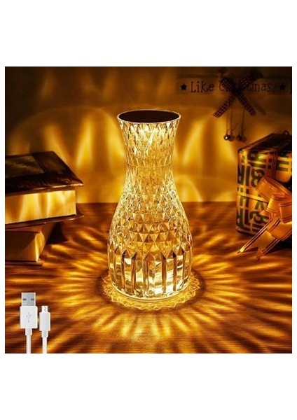 Buffer® Sürahi Model USB Şarjlı Kumandalı 16 Farklı Işık Modlu Masa Üstü Kristal Akrilik Lamba LED