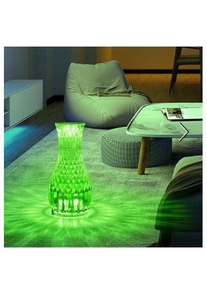 Buffer® Sürahi Model USB Şarjlı Kumandalı 16 Farklı Işık Modlu Masa Üstü Kristal Akrilik Lamba LED