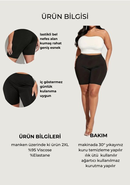 Diz Üstü Kısa Kadın Büyük Beden Tayt