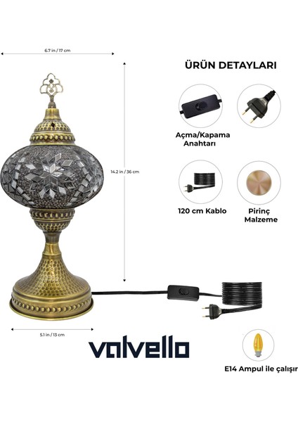 Diadora / Valvello Dekoratif El Yapımı Masaüstü Mozaik Lamba