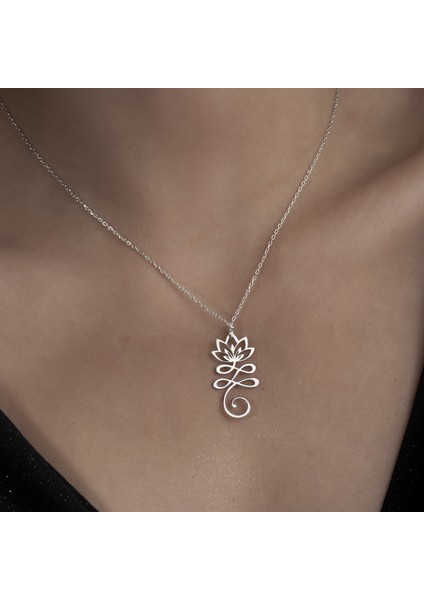925 Ayar Gümüş Meditasyon Lotus Çiçeği Kolye